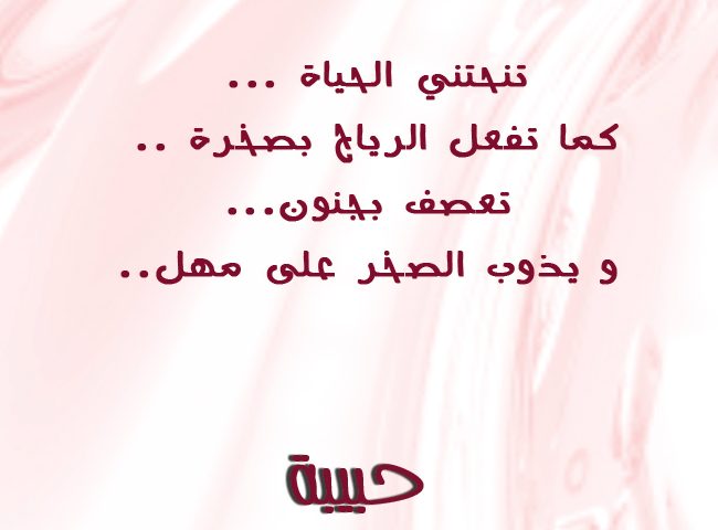 تنحتني الحياة كما تفعل الرياح بصخرة ... تعصف بجنون و يذوب الصخر على مهل